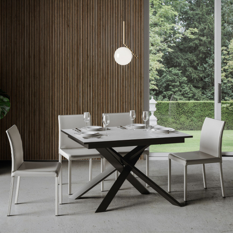 Ausziehbarer Esstisch weiß 90x120-180cm Küche Esszimmer Ganty White Aktion