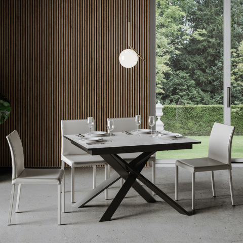 Ausziehbarer Tisch weiß 90x120-180cm Küche Esszimmer Ganty White Aktion