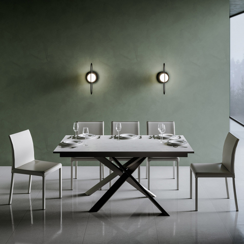 Ausziehbarer Tisch 90x160-220cm weiß Küche Esszimmer Ganty Long White
