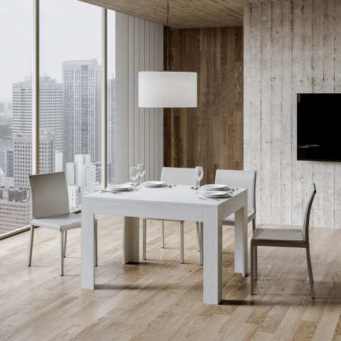 Ausziehbarer Esszimmertisch 90x120-180cm Design Holz weiß Bibi Aktion