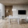 Ausziehbarer Esszimmertisch 90x120-180cm Design Holz weiß Bibi Sales