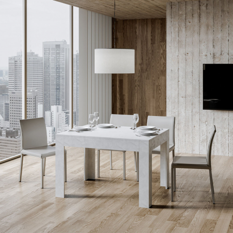 Ausziehbarer weißer Tisch 90x120-180cm Küche Esszimmer Bibi White Aktion