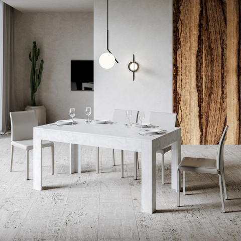 Ausziehbarer Tisch 90x160-220cm weiß Küche Esszimmer Bibi Long White