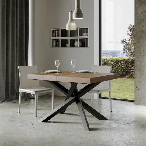 Moderner ausziehbarer Esstisch 90x130-234cm Holz Volantis Noix Aktion
