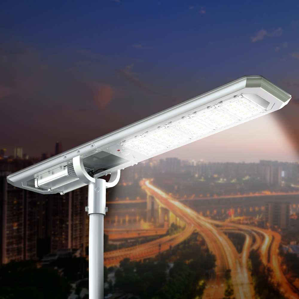 Goldrake Solar Led Straßenlampe mit Aufgestellten Solarkollektor 5000 Lumen
