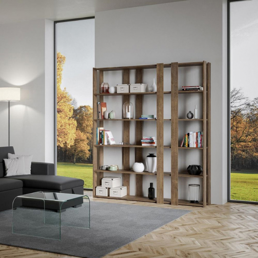 Wand-Bücherregal für Wohnzimmer Büro 6 Design-Holzregale Kato E Wood