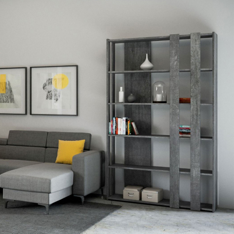 Modernes graues Wandbuchregal Wohnzimmer Büro Kato B Small Concrete Aktion