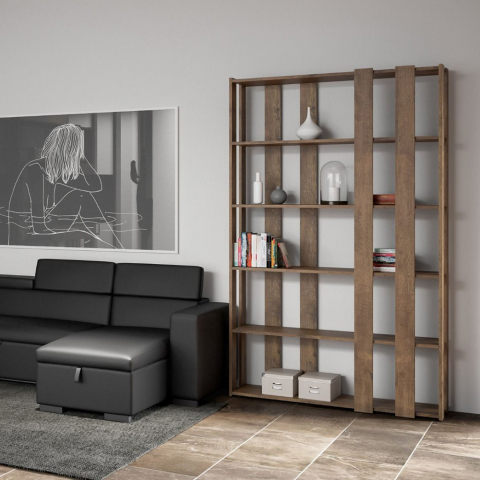 Wand-Bücherregal aus Holz in modernem Design mit 6 Regalen für das Wohnzimmer Kato E Small Wood