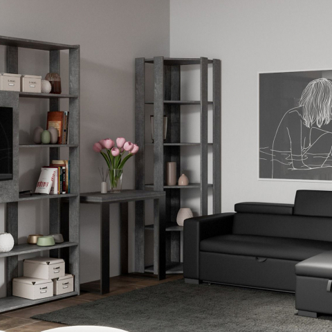Moderne graue Eckbibliothek für Wohnzimmer Kato Angolo B Concrete Aktion