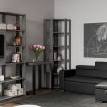 Moderne graue Eckbibliothek für Wohnzimmer Kato Angolo B Concrete Aktion