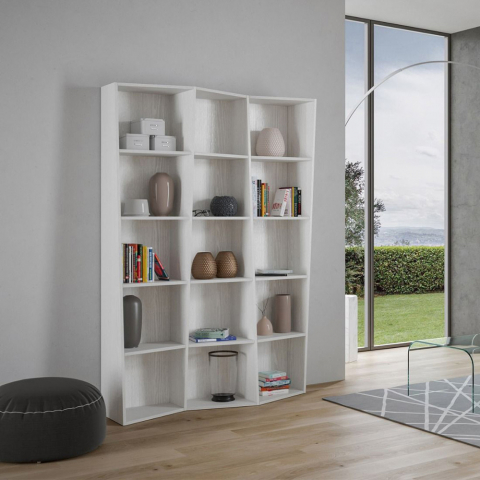 Modernes wandmontiertes Design Bücherregal weiß Wohnzimmer Büro Trek 3 Aktion