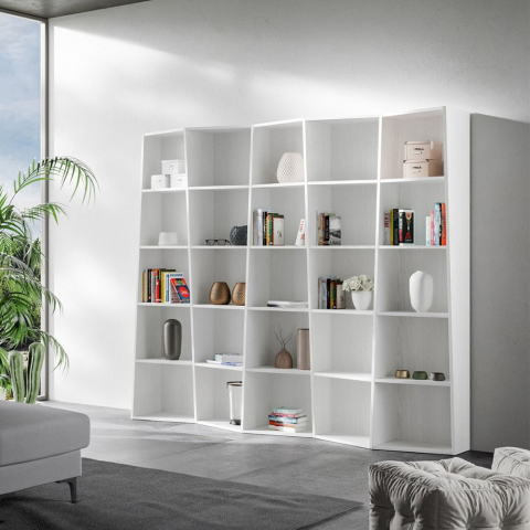 Weiß Wand-Bücherregal modernes Design Wohnzimmer Büro Trek 5