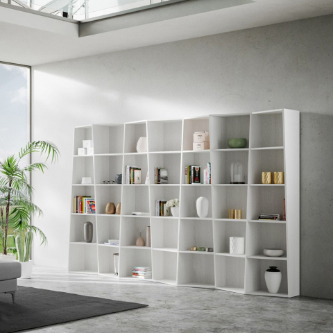 Modernes wandmontiertes bücherregal design weiß wohnzimmer büro Trek 7 Aktion