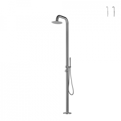 Garten-Außendusche mit Duschkopf und Handbrause, Mischbatterie, Modell Pula Aktion