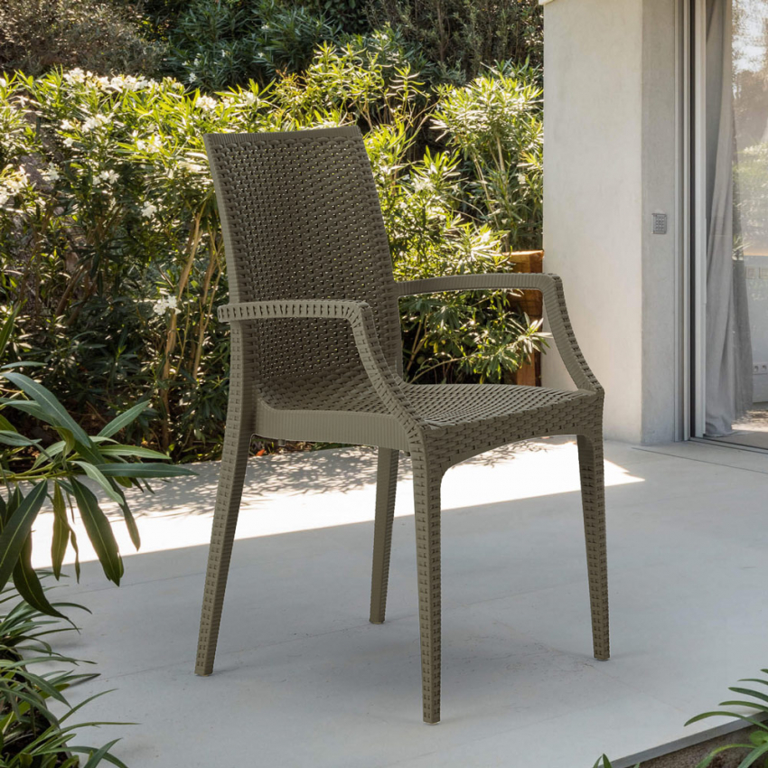  Bistrot Arm Grand Soleil: Sessel mit Armlehnen für Gartenbar Polyrattan 

