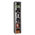 Modernes schmales Bücherregal aus Holz mit 6 Fachböden Farbe grau Hart Angebot