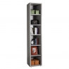 Modernes schmales Bücherregal aus Holz mit 6 Fachböden Farbe grau Hart Angebot