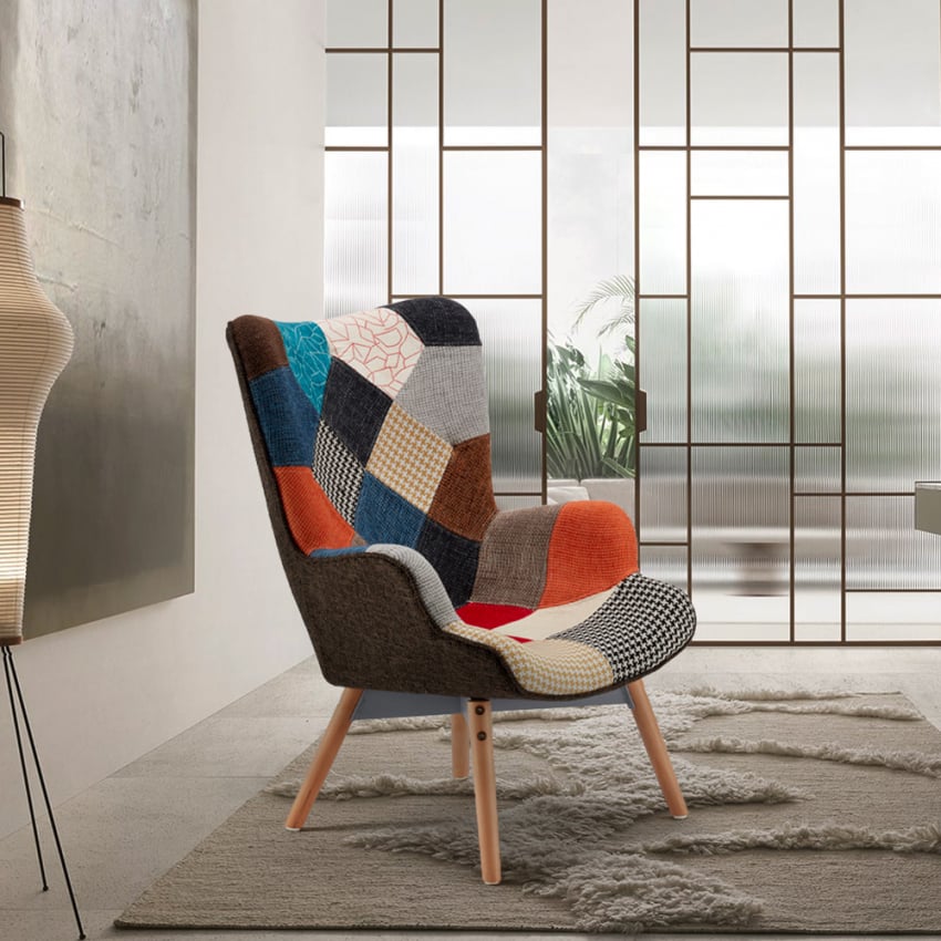 Patchwork Sessel Skandinavisches Design Stuhl Büro Wohnzimmer Patchy Augmented Reality
