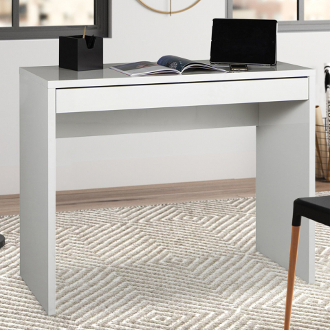 Rechteckiger Schreibtisch mit Schublade für Büro und Arbeitszimmer Weiß 100x40cm Sidus