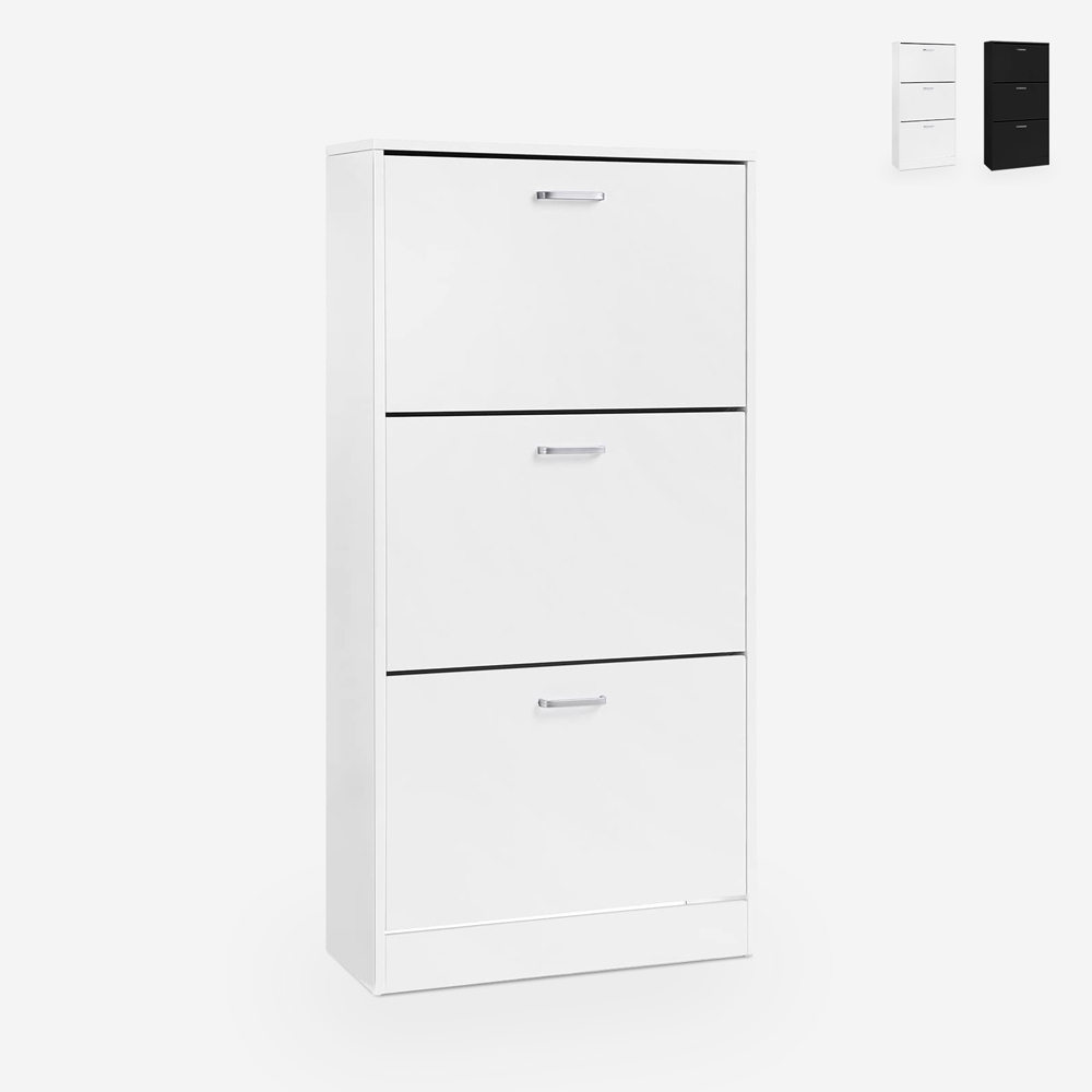 Platzsparender vertikaler Schuhschrank 63x24x115cm 3 Türen 18 Paar Schuhe Batu