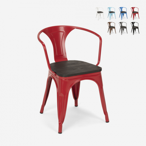 20 stühle design metall holz industrie Lix-stil bar küche steel wood arm Aktion