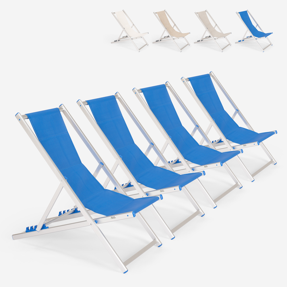 4 verstellbare klappbare Aluminium Strandstühle Riccione Gold