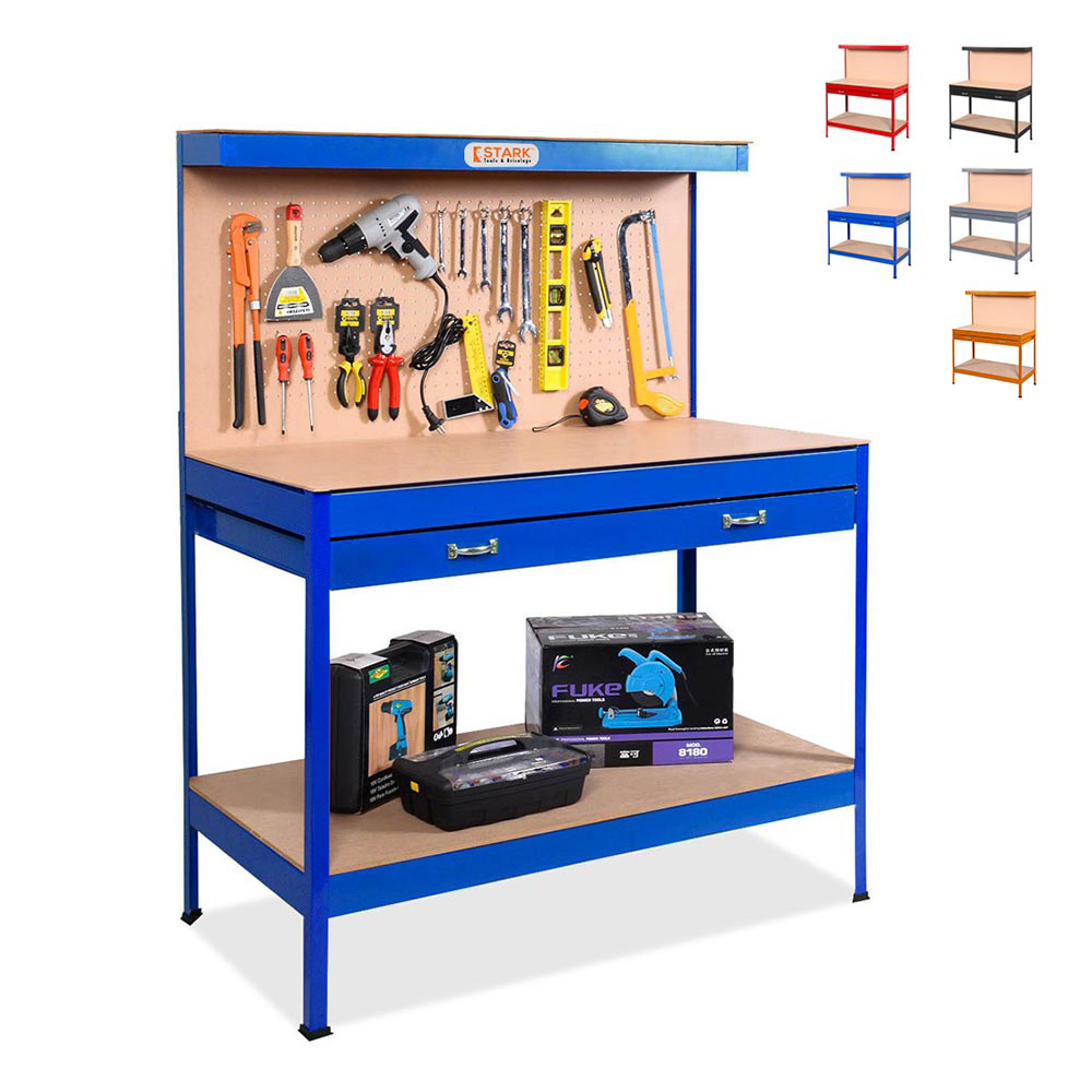 Werkbank mit Wand mit Löchern und Schublade Garage Arbeitstisch Max 120x60x150 cm
