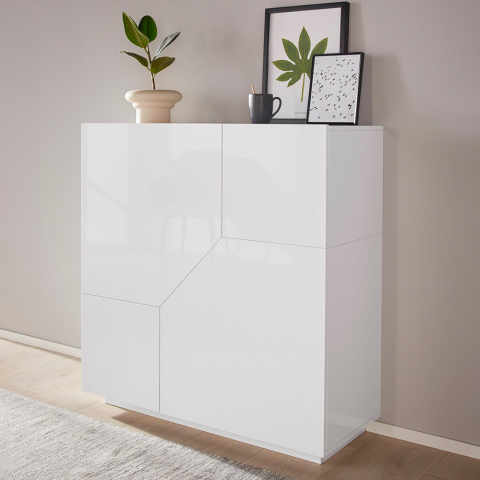 Moderne Sideboard Weiß 100x43cm Wohnzimmer Küche 2 Türen Klain Aktion