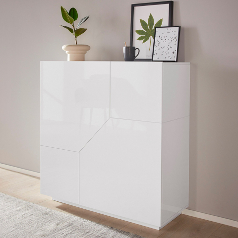 Wohnzimmer Küche Sideboard 100x43cm modern weiß 2-türig Klain