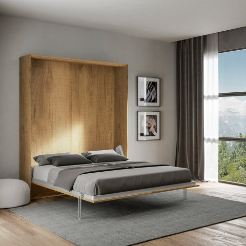 Schrankbett Doppelbett 160x190cm Wandklappbett Holz Kentaro Oak Aktion