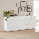 Küchenschrank 200x43cm für Wohnzimmer, 4 Fächer, Weiß Hariett Aktion