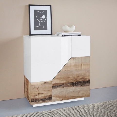 Sideboard Adara Wood 80x43 cm, 2 Fächer, modern für Wohnzimmer, Küche, Schlafzimmer Aktion