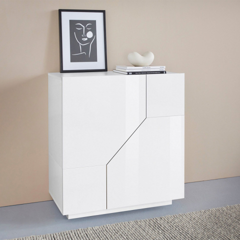 Sideboard Adara 80x43cm Weiß mit 2 Fächern für Wohnzimmer, Schlafzimmer, Küche Aktion