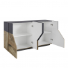 Sideboard Wohnzimmer Küche 160x43 cm 4 Fächer Design His Report Rabatte