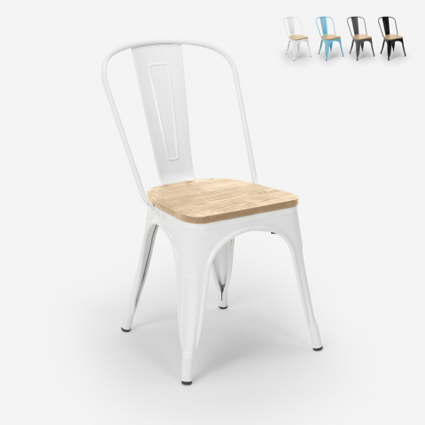 Stühle im Industriestil Tolix Design Küche Bar Steel Wood Light
