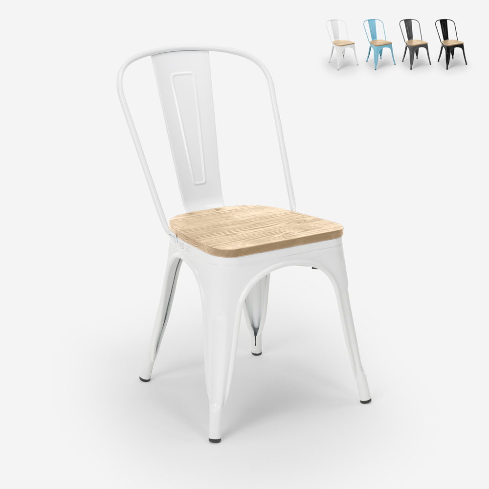 Stühle im Industriestil tolix design küche bar stahl holzplatte licht