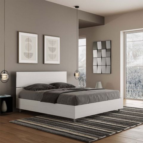 Doppelbett mit Bettkasten 160x190cm, Design Kopfteil, weiß Demas Aktion