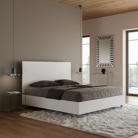 Doppelbett mit Stauraum 160x190cm weißes Holz Design New Egos Aktion