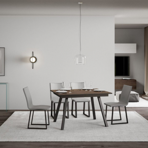 Ausziehbarer Esstisch aus Holz Küche 90x120-180cm Design Mirhi Noix Aktion