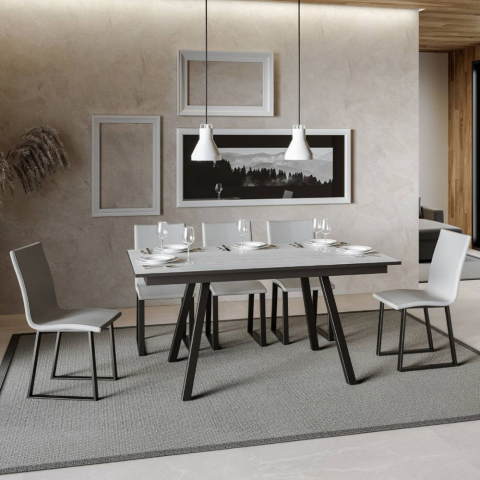 Ausziehbarer Esstisch 90x160-220cm Weiß Design Küche Mirhi Long