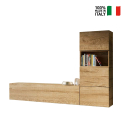 Wohnwand mit TV-Halterung, 3 Hängeschränke, modernes Holzdesign A09 Verkauf