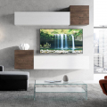 Wandregal mit 4 hängenden Schränken für TV, Wohnzimmer, weißes Holz A37 Aktion