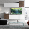 Wandregal mit 4 hängenden Schränken für TV, Wohnzimmer, weißes Holz A37 Aktion