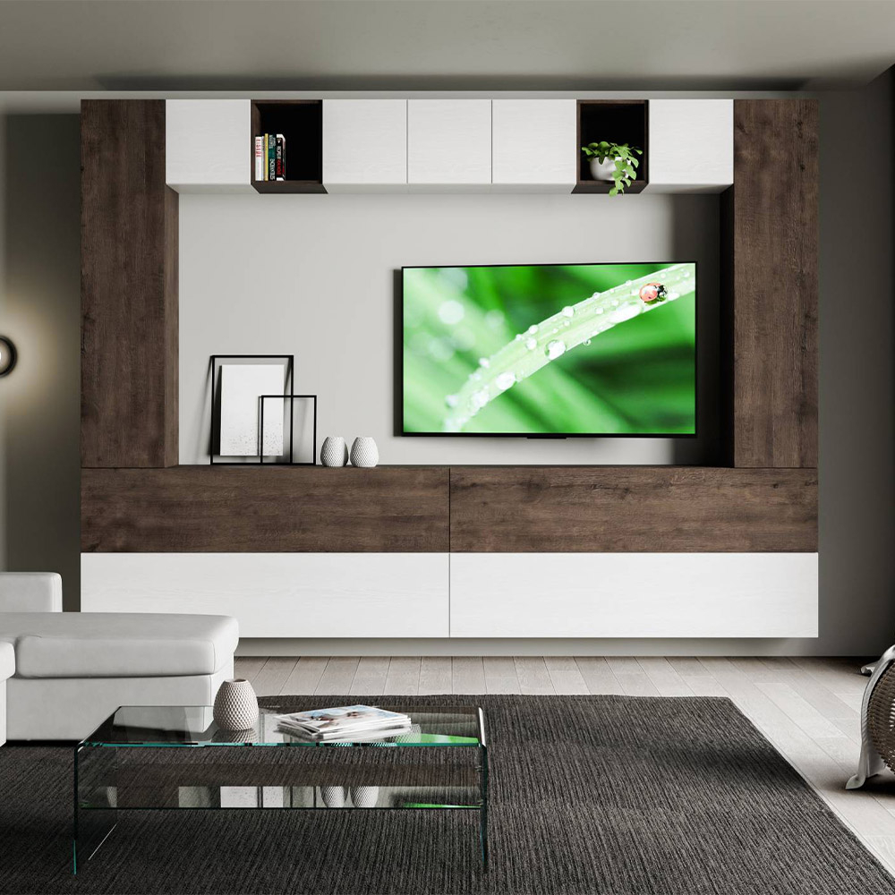 Modernes hängendes Wohnzimmer-TV-Hängeelement Holz weiß A105