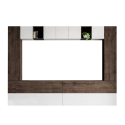 Moderne Wohnwand schwebend für TV, weißes Holz A105 Angebot