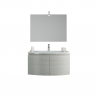 Hängender Badezimmerschrank 2 Waschbecken Türen Keramikspiegel mit LED-Lampe Siljan Wood