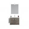 Badezimmerschrank hängende Basis 2 Türen Handtuchhalter Keramik Waschbecken Spiegel LED-Lampe Vanern Noir