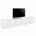 Moderner Wohnzimmer-TV-Schrank mit 6 Türen und 3 Fächern Ping Low XL White Angebot