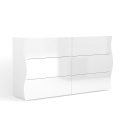 Kommode Schlafzimmer 6 Schubladen weiß glänzend Onda Sideboard