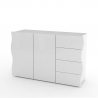 Mobiles Sideboard Design 2 Türen 4 Schubladen weiß glänzend Onda Kommode